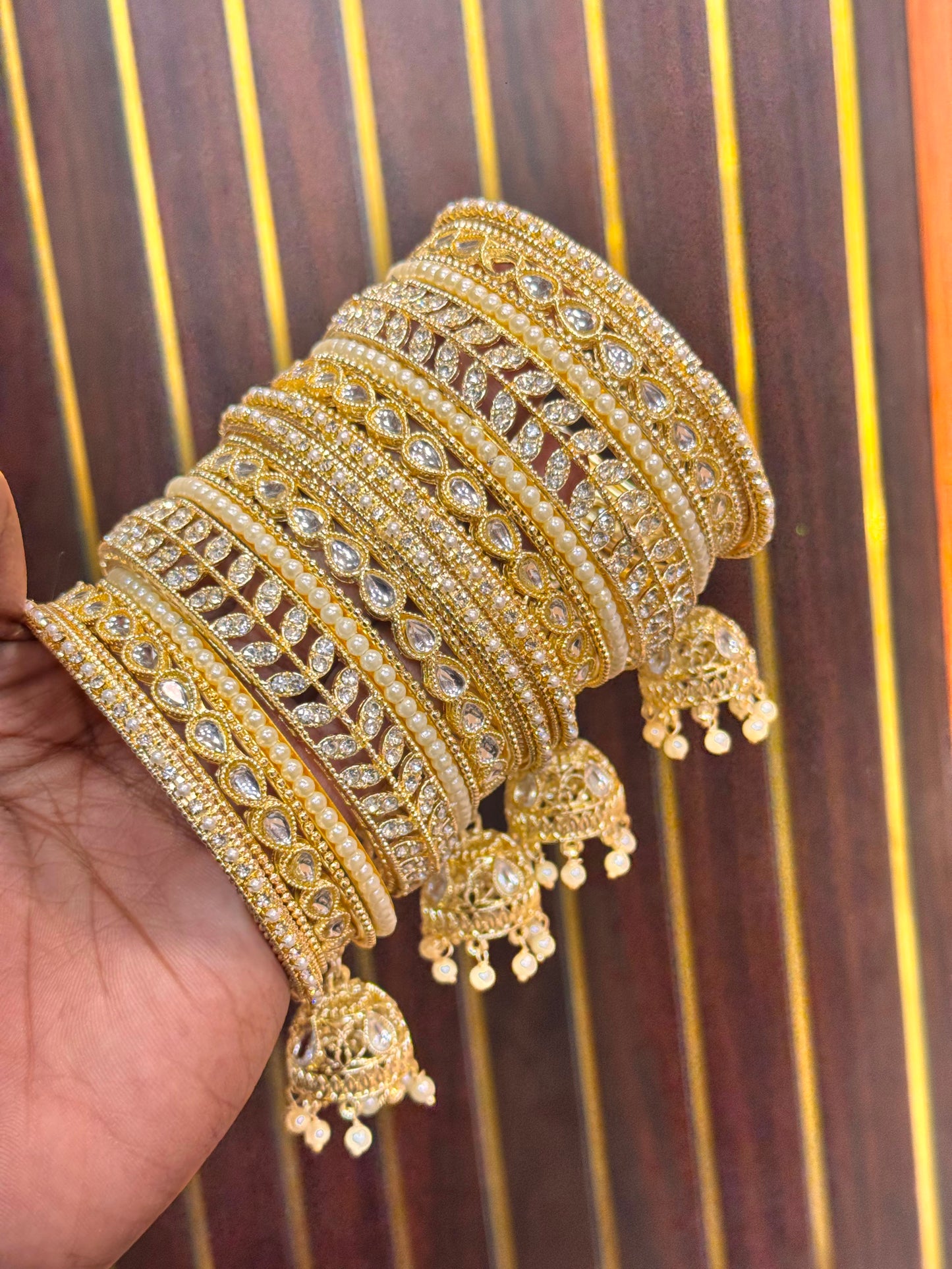 NEW KUNDAN AD BANGLES SET