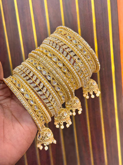 NEW KUNDAN AD BANGLES SET