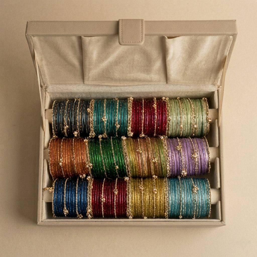 Luxury Raindrop Bangles with Heavy Kashmiri Set and organizer