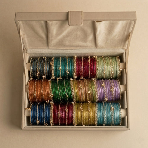 Raindrop Bangles With Heavy Kashmiri Set And Free Organizer