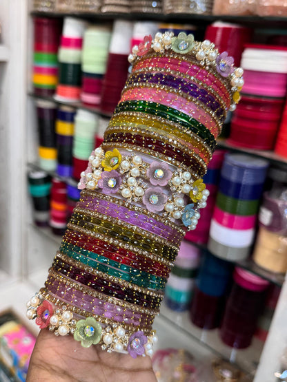 NEW FLOWER BANGLES SET