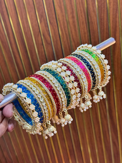 New Raindrop Multi Jhumkha Bangles Set