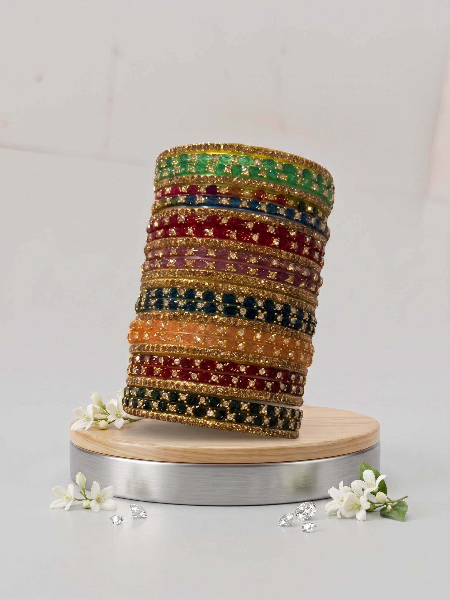 Lotus multy raindrop glass  bangles