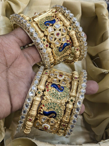 PEACOCK KUNDAN BANGLES