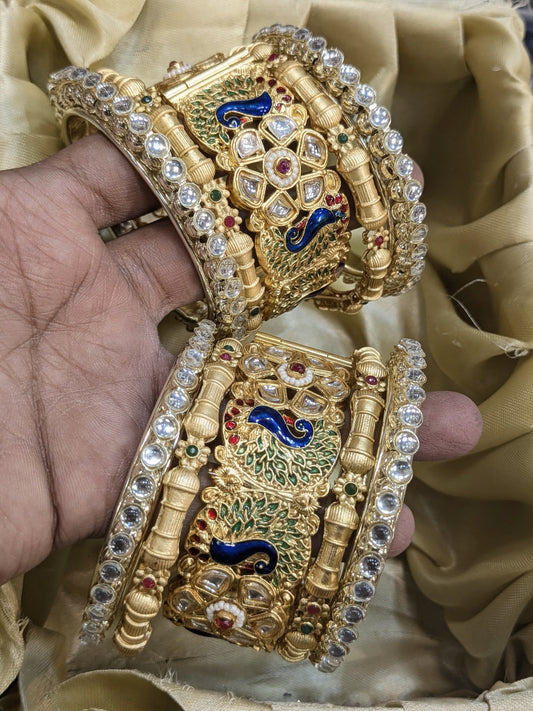 PEACOCK KUNDAN BANGLES