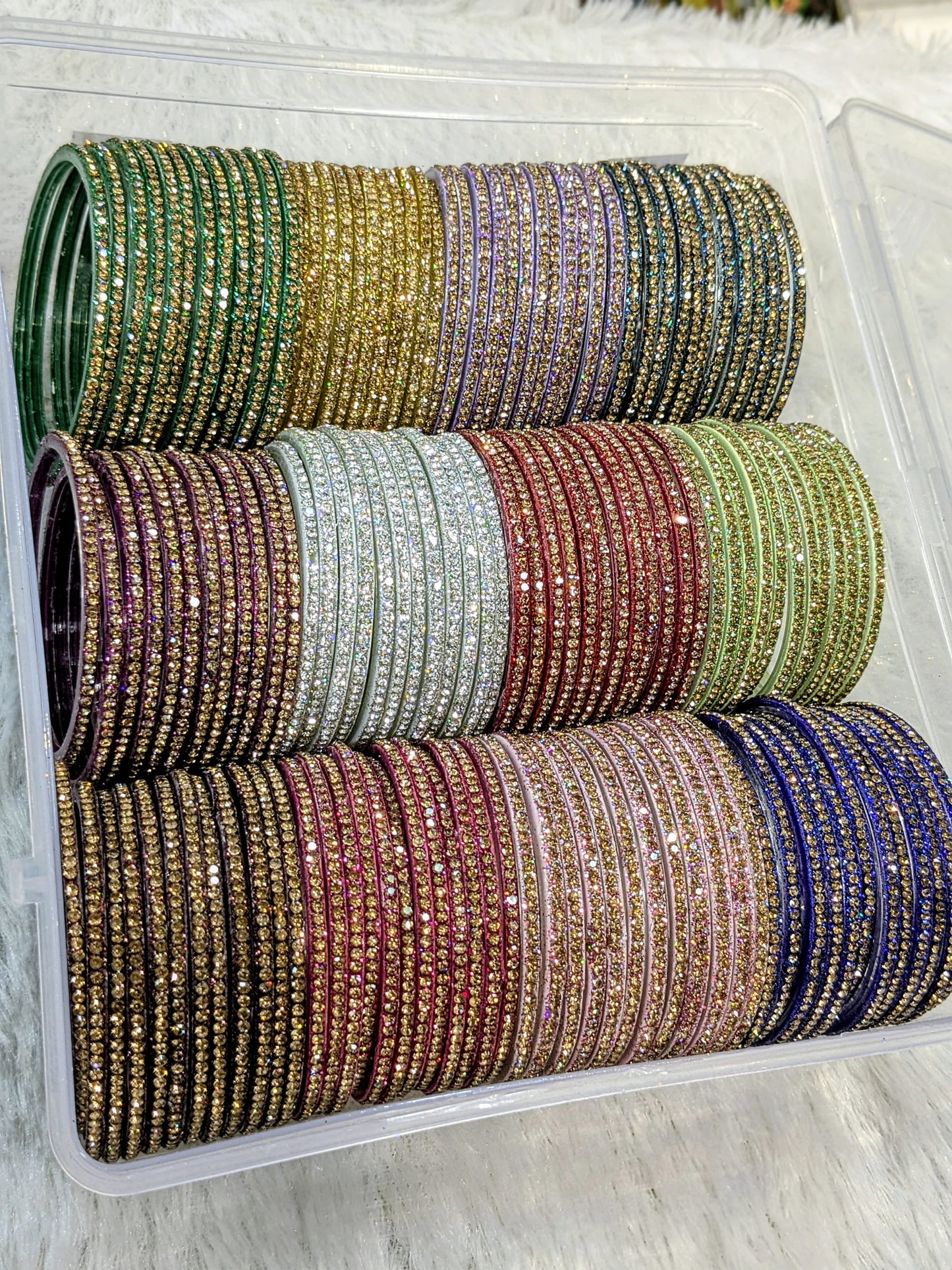 Glass simmer diamond bangles