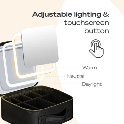 Makeup bag with led mirror