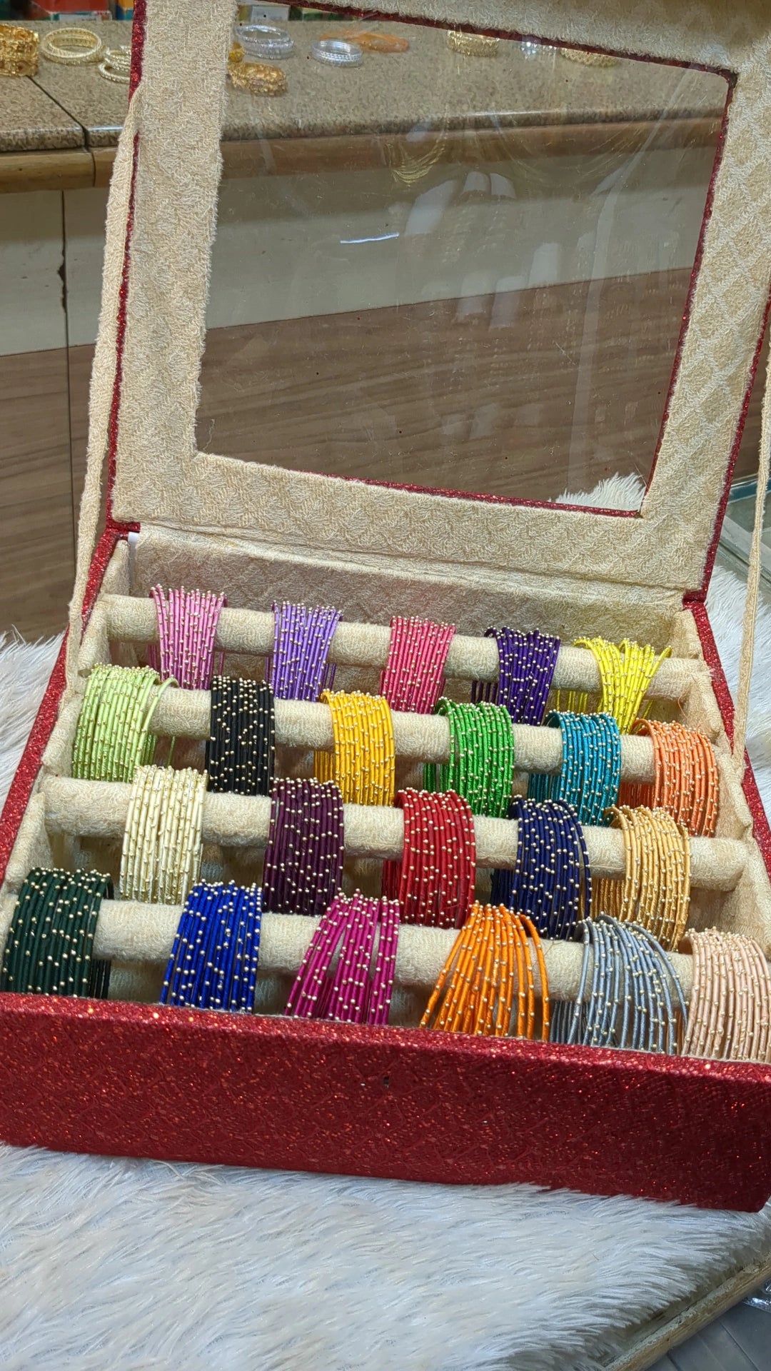 24 DOZEN THREAD BANGLES GLITTER ORGANISER