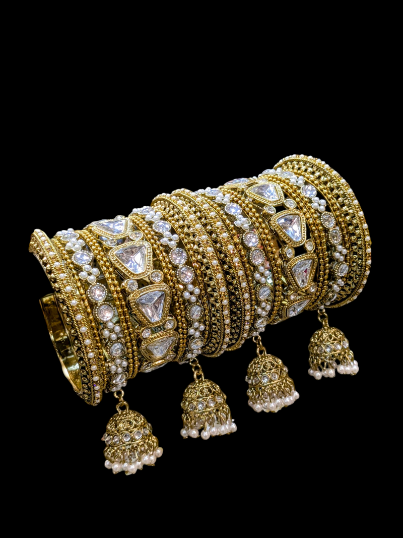 Kundan copper bangles