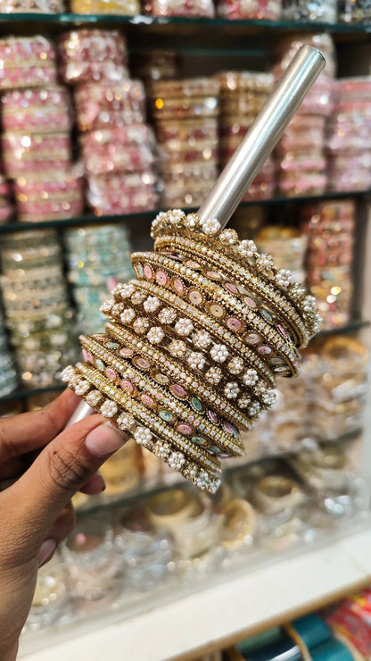 Copper touch sequence bangles set