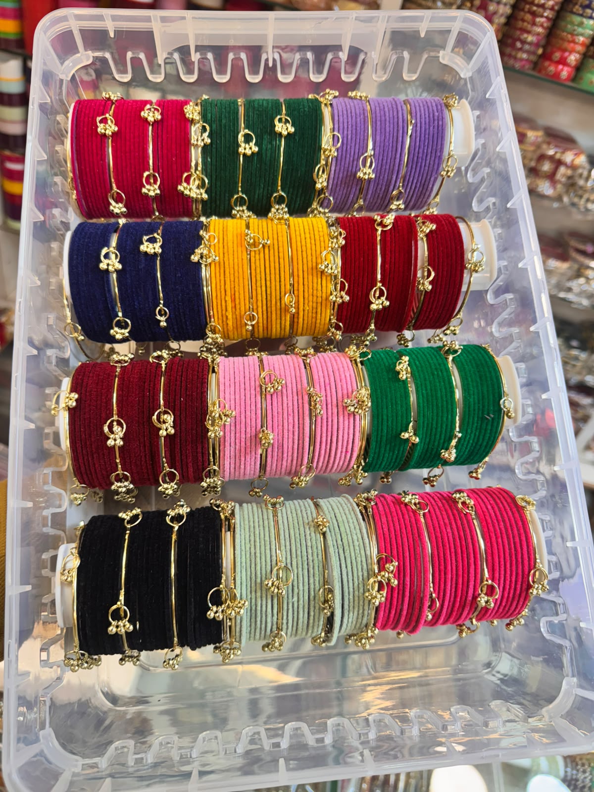 24 Dozen Premium Velvet Bangles Box with 48 Kashmiri Bangles & Free Organizer | Full Set
