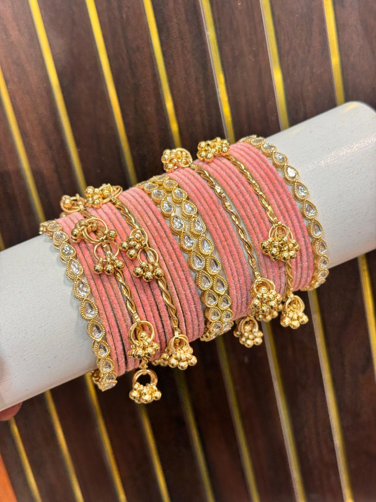 New bridal bangles Set With velvet and kakshmiri Kundan