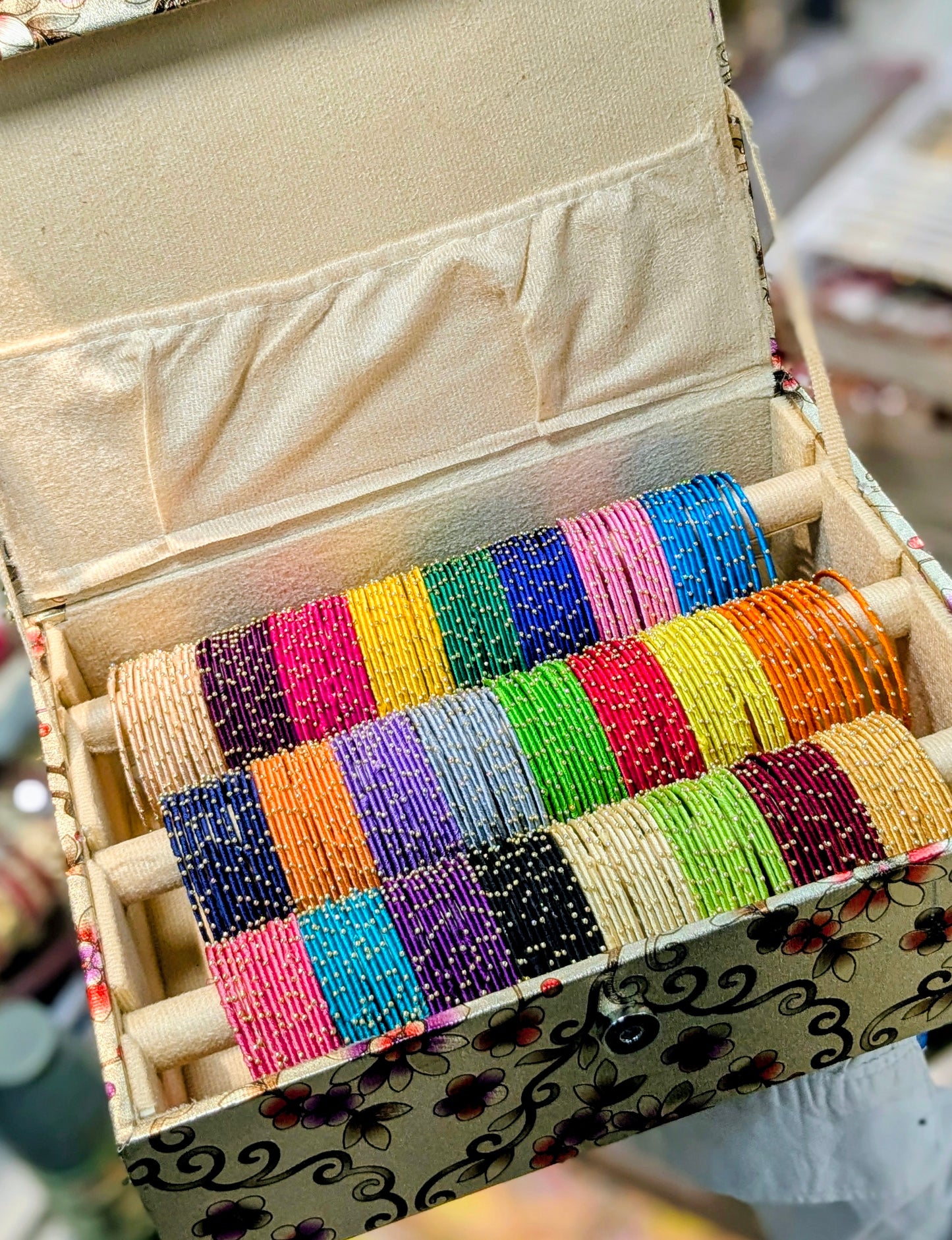 🌸 Colorful Thread Bangles with Premium Organizer – Traditional & Stylish