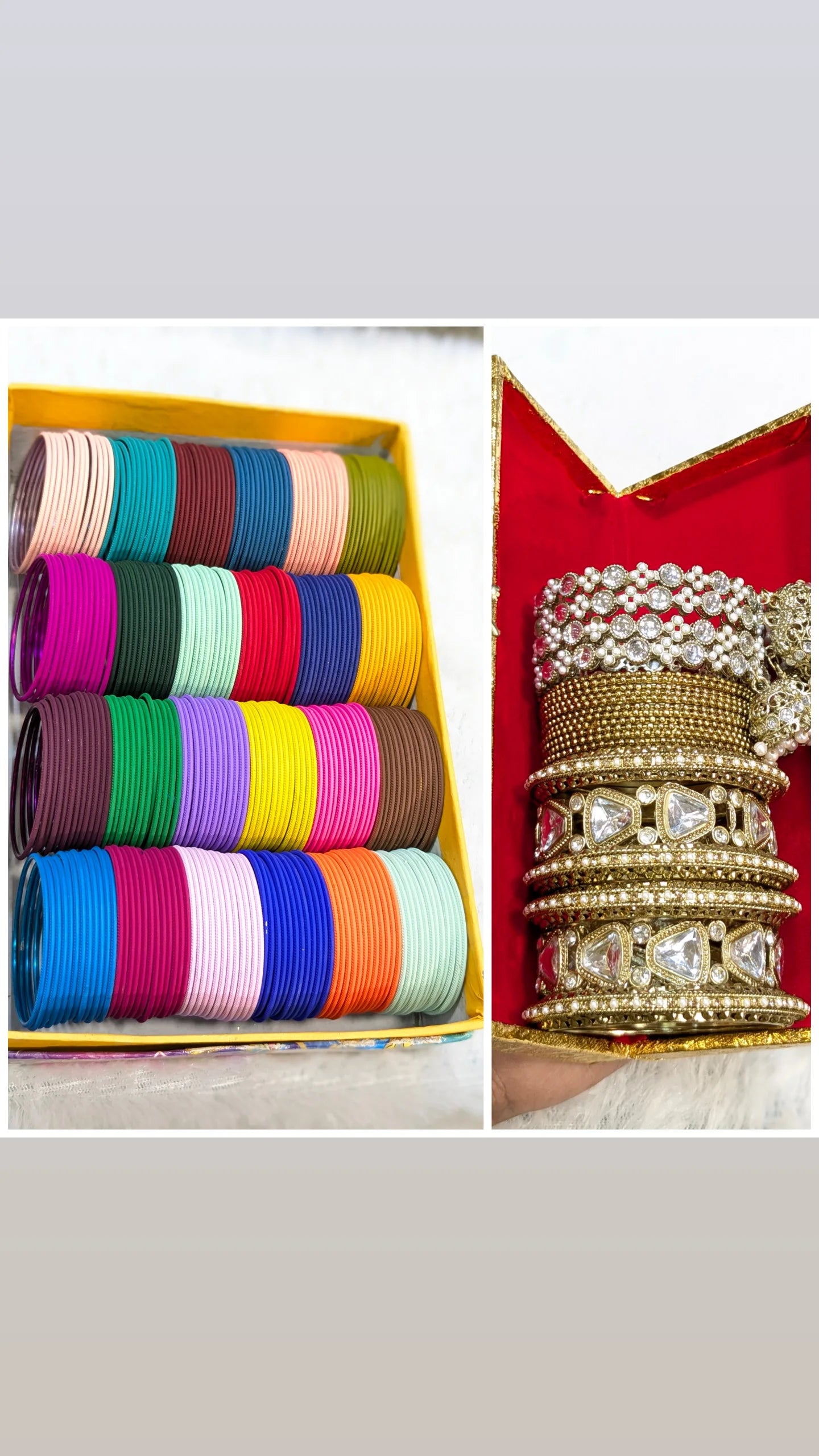Kundan with Metal bangles