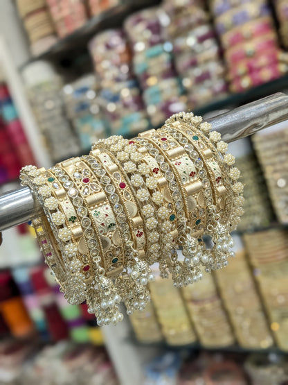 ✨ Royal Bridal Kada Bangles – Stone & Pearl Work ✨