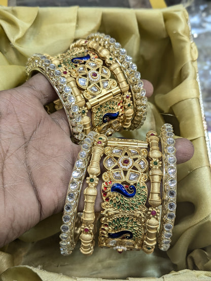 PEACOCK KUNDAN BANGLES