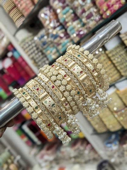 ✨ Royal Bridal Kada Bangles – Stone & Pearl Work ✨