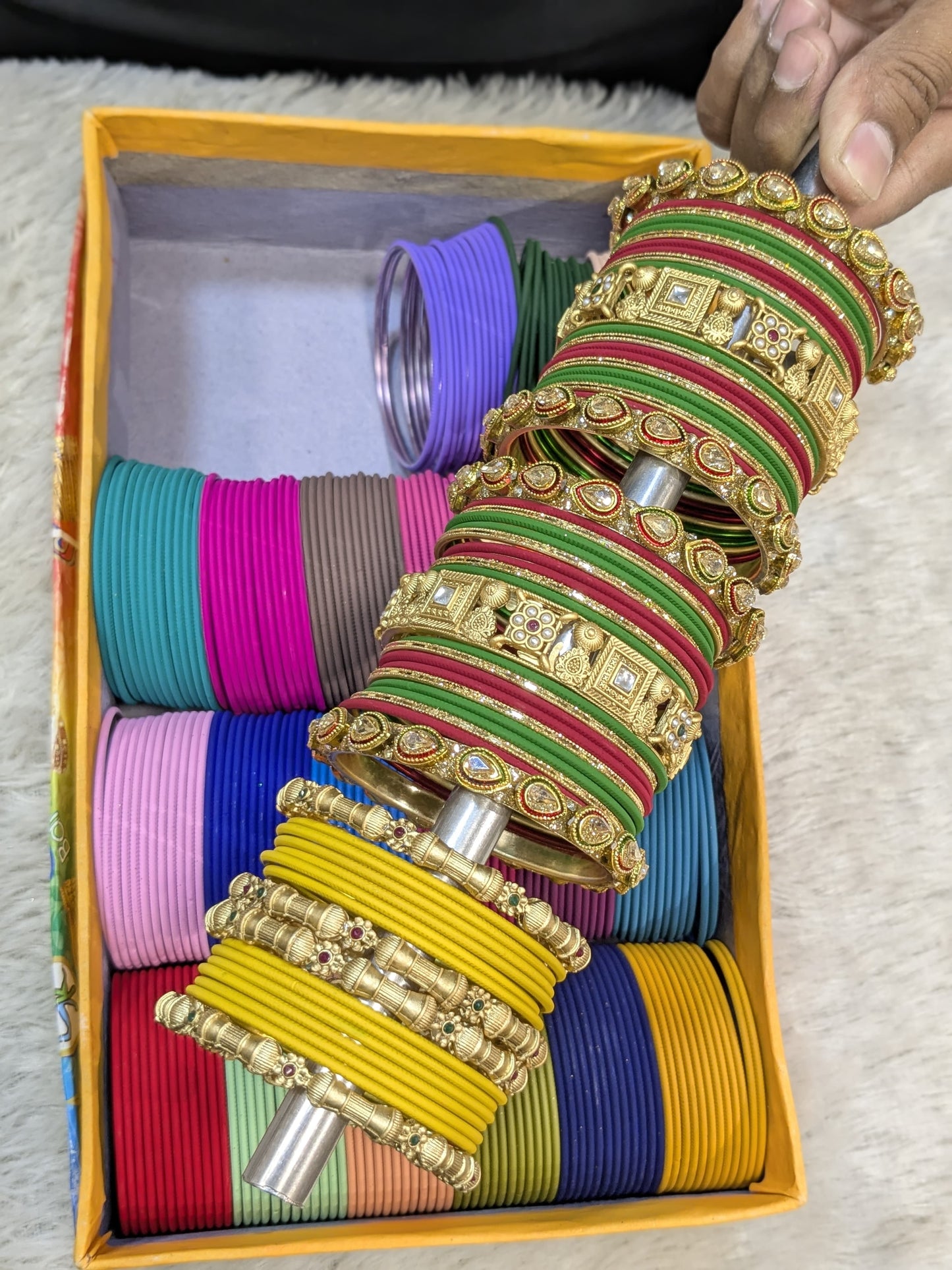 24 dozen matt bangles Combo With rajwadi siders
