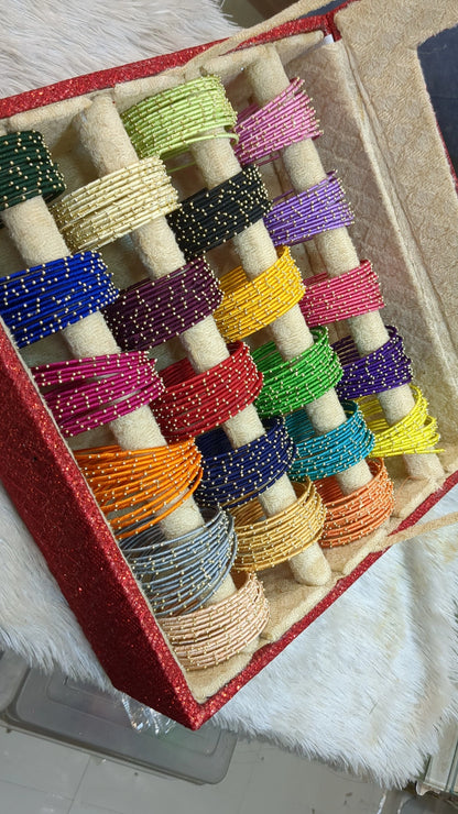 24 DOZEN THREAD BANGLES GLITTER ORGANISER