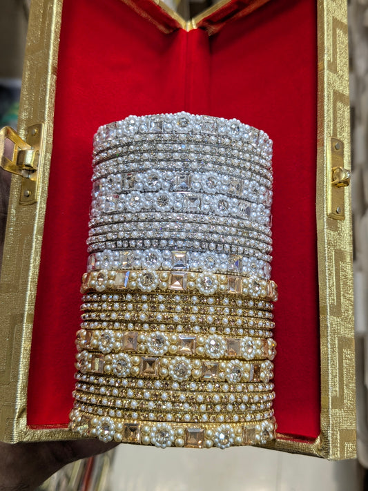 Simran silver golden bangles set