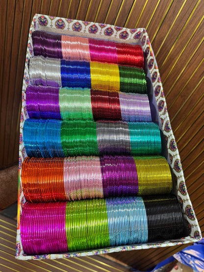 NEW 48 Dozen JELLY GLOSSY Metal 24 Colours BANGLES