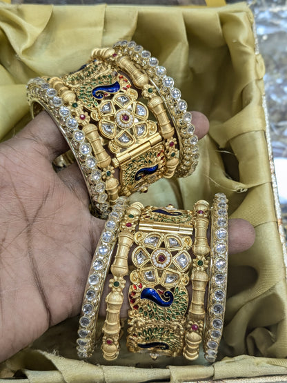 PEACOCK KUNDAN BANGLES