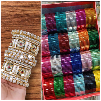 Meena Kari combo with bangles