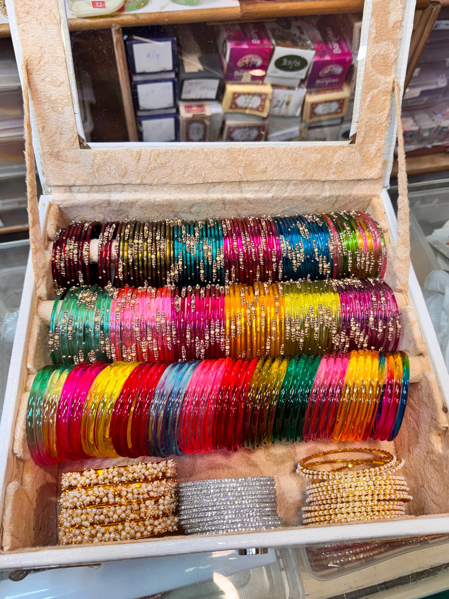 New Pearl Diamond Bangles Set with Jelly Combo | 12 Dozen Pearl Bangles | Lahariya Kada | Silver Diamond Bangles | Free Organizer