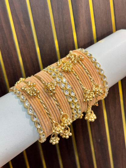New bridal bangles Set With velvet and kakshmiri Kundan