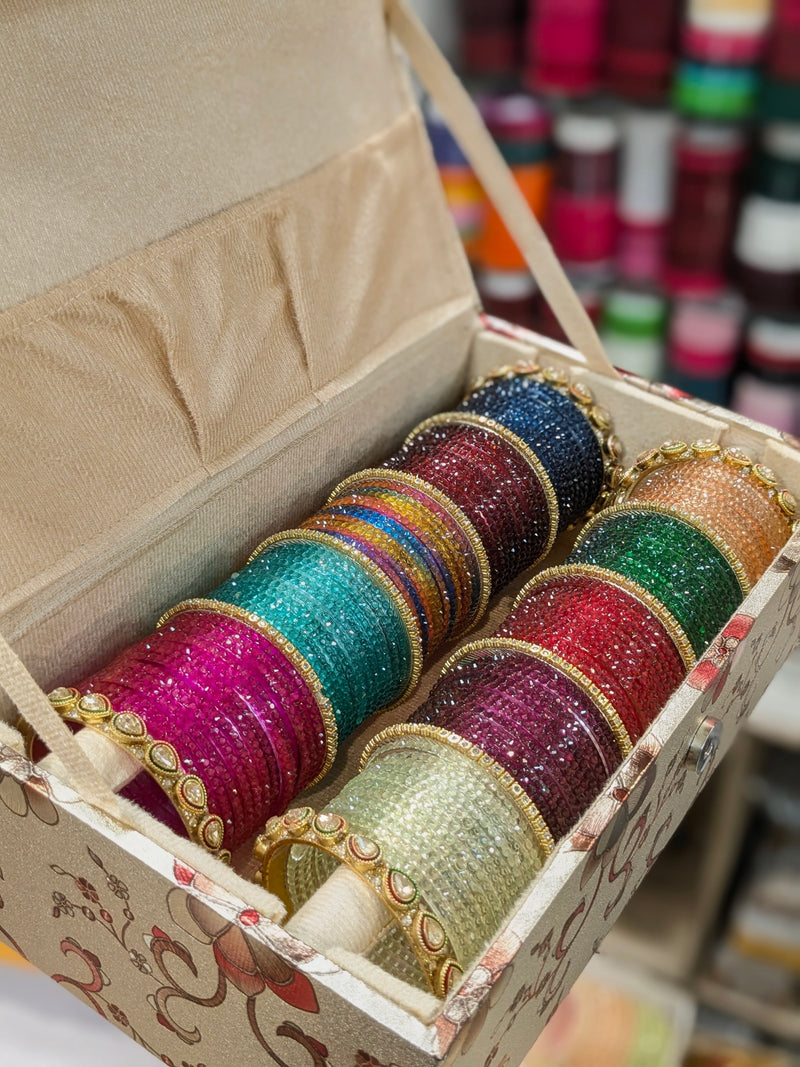 ✨ Raindrop Glass Bangles with Premium Organizer – Elegant & Everyday Wear