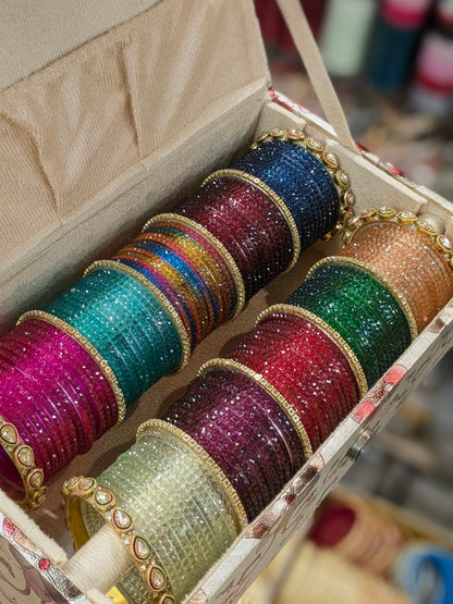 ✨ Raindrop Glass Bangles with Premium Organizer – Elegant & Everyday Wear