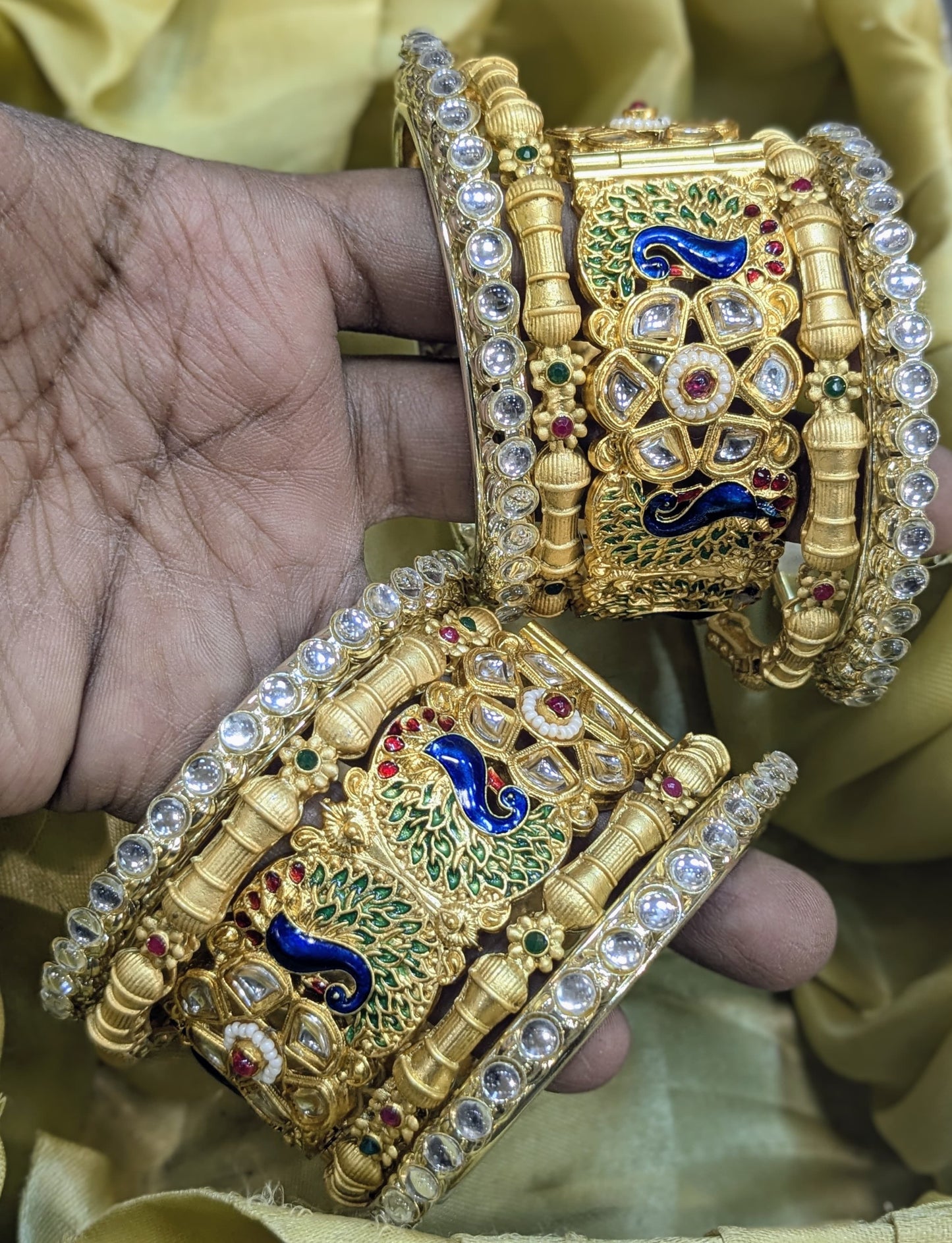 PEACOCK KUNDAN BANGLES