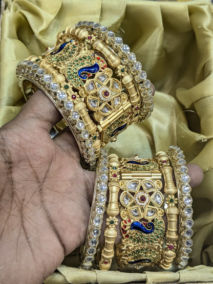 PEACOCK KUNDAN BANGLES