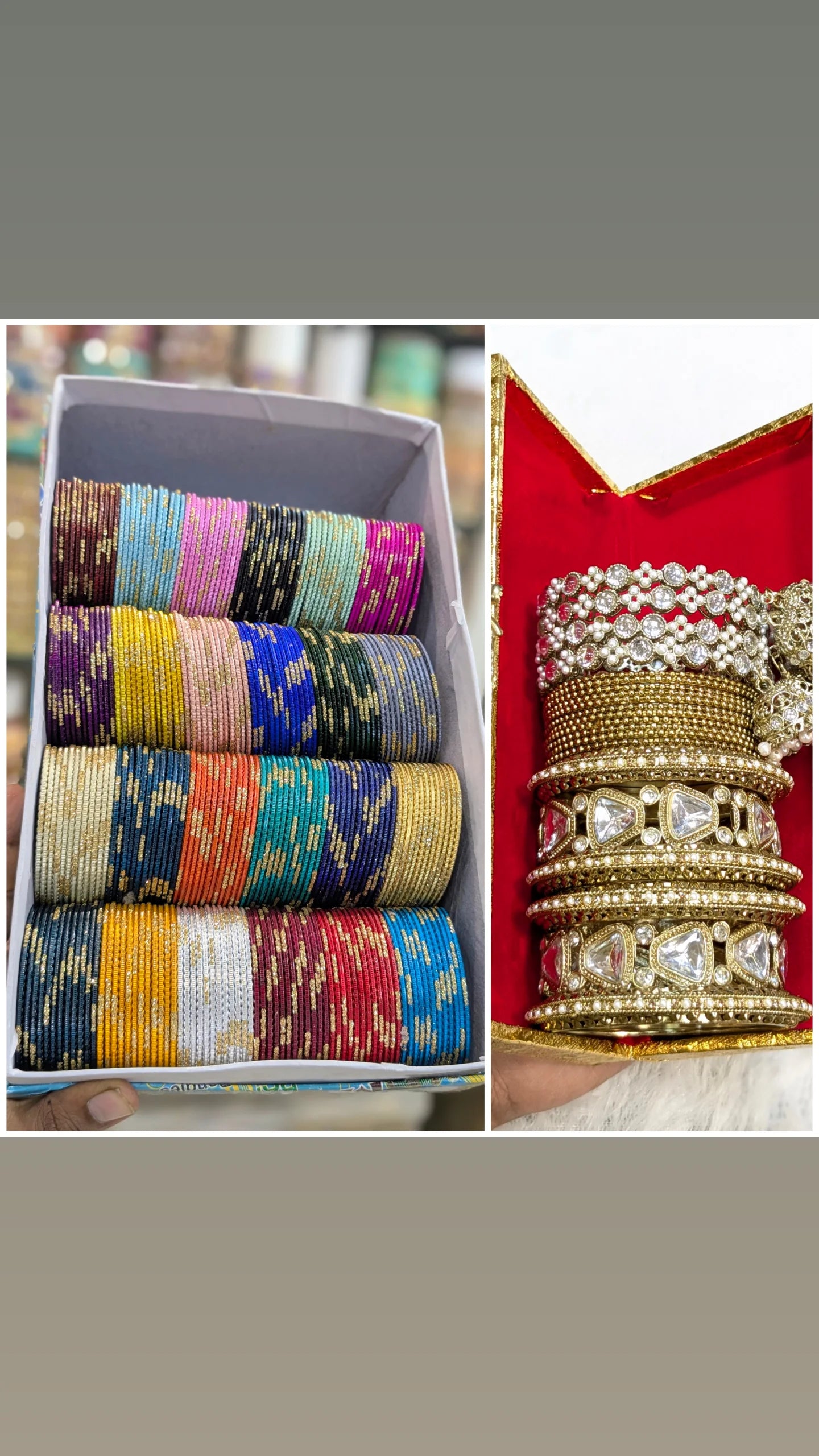 Kundan with Metal bangles