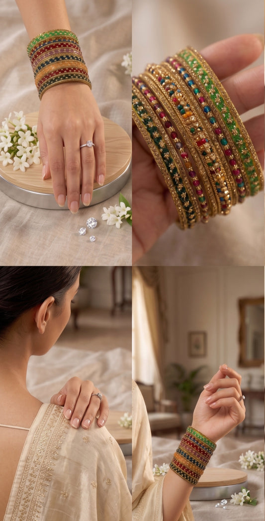 Lotus multy raindrop glass  bangles
