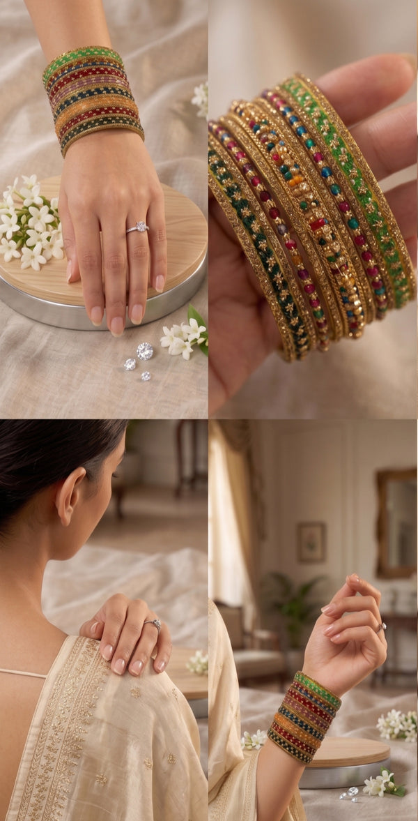 Lotus multy raindrop glass  bangles
