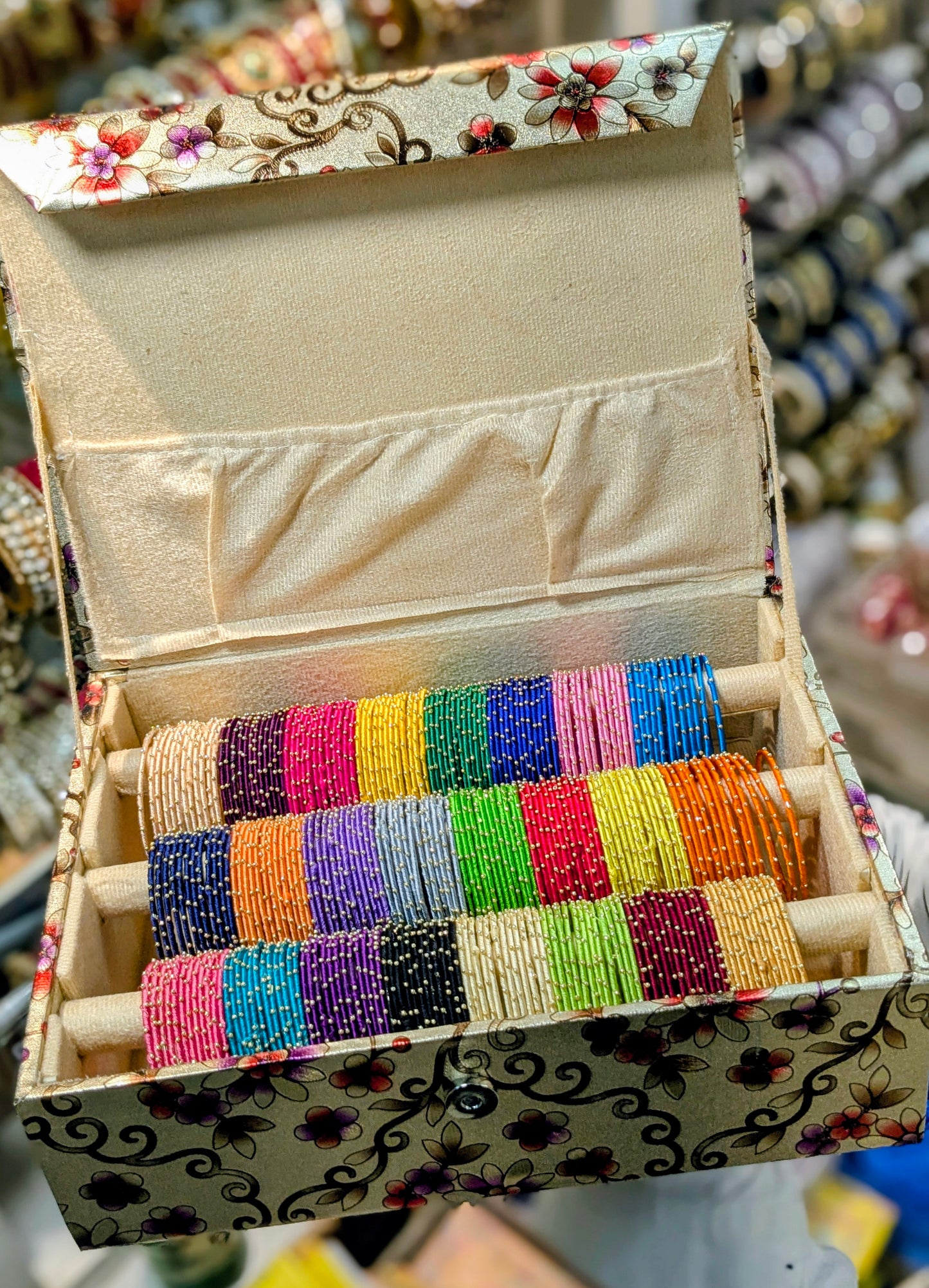 🌸 Colorful Thread Bangles with Premium Organizer – Traditional & Stylish