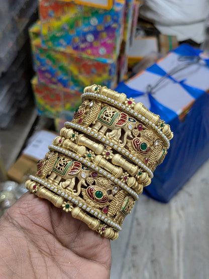 Elephant Kada Chudi Rajwadi Bangles Set – Royal Elegance in Every Detail 👑