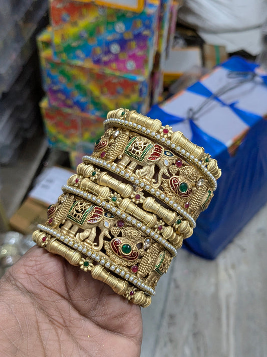Elephant Kada Chudi Rajwadi Bangles Set – Royal Elegance in Every Detail 👑