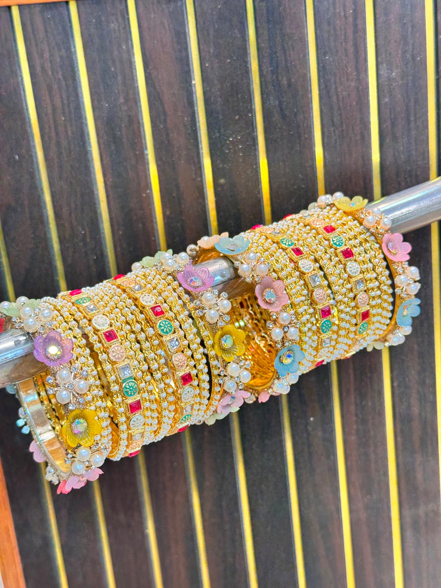 NEW BRASS BANGLES WITH TRENDING FLOWER KADA