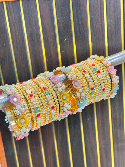 NEW BRASS BANGLES WITH TRENDING FLOWER KADA
