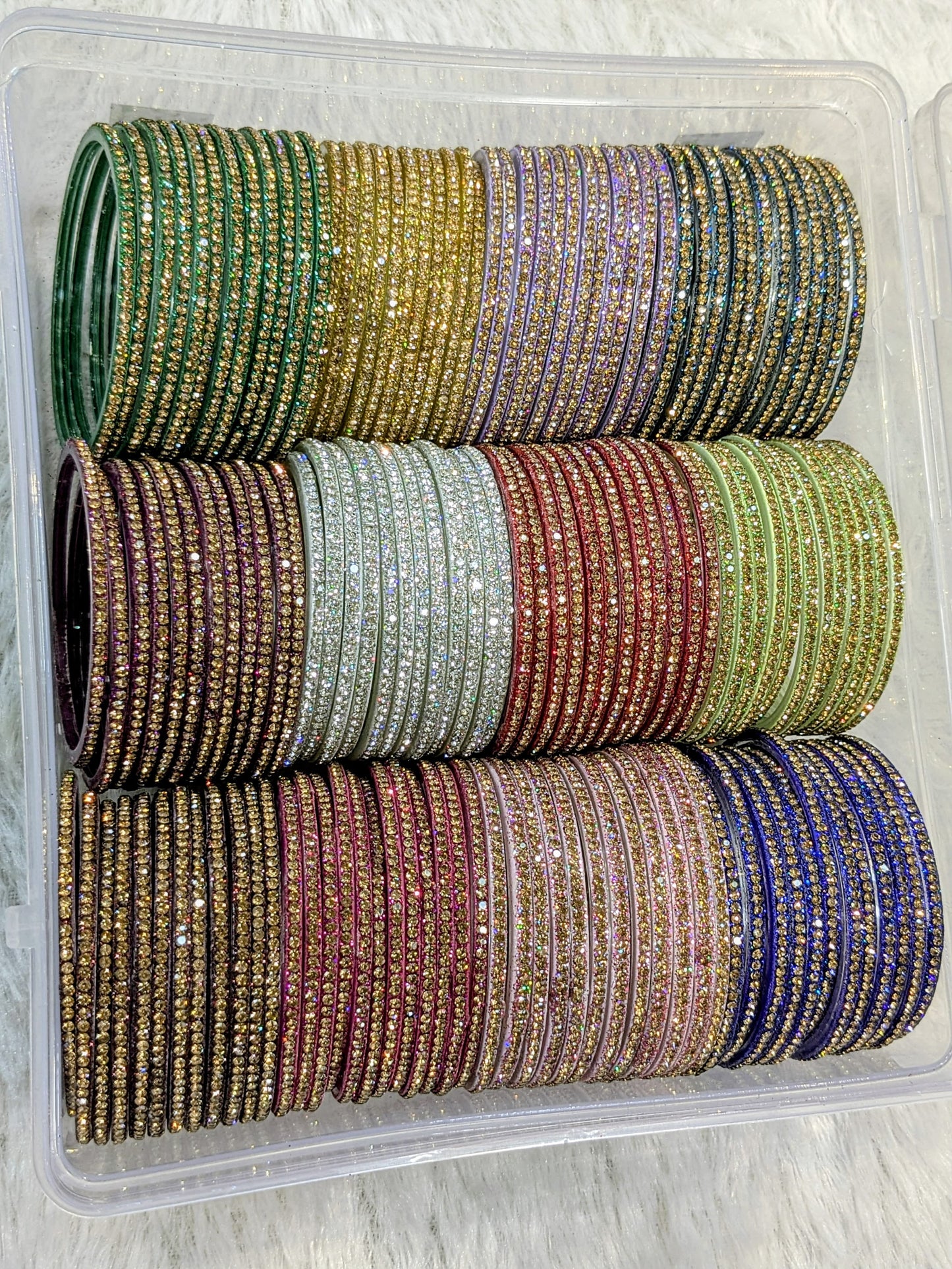 Glass simmer diamond bangles