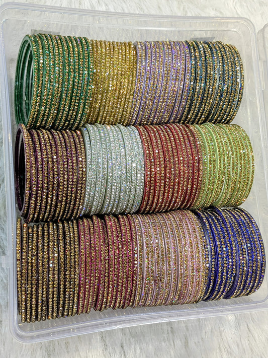 Glass simmer diamond bangles