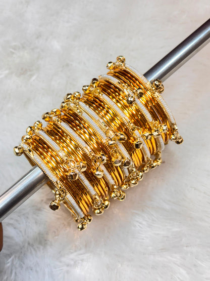 NEW GLOSSY BANGLES WITH PEARL KASHMIRI BANGLES