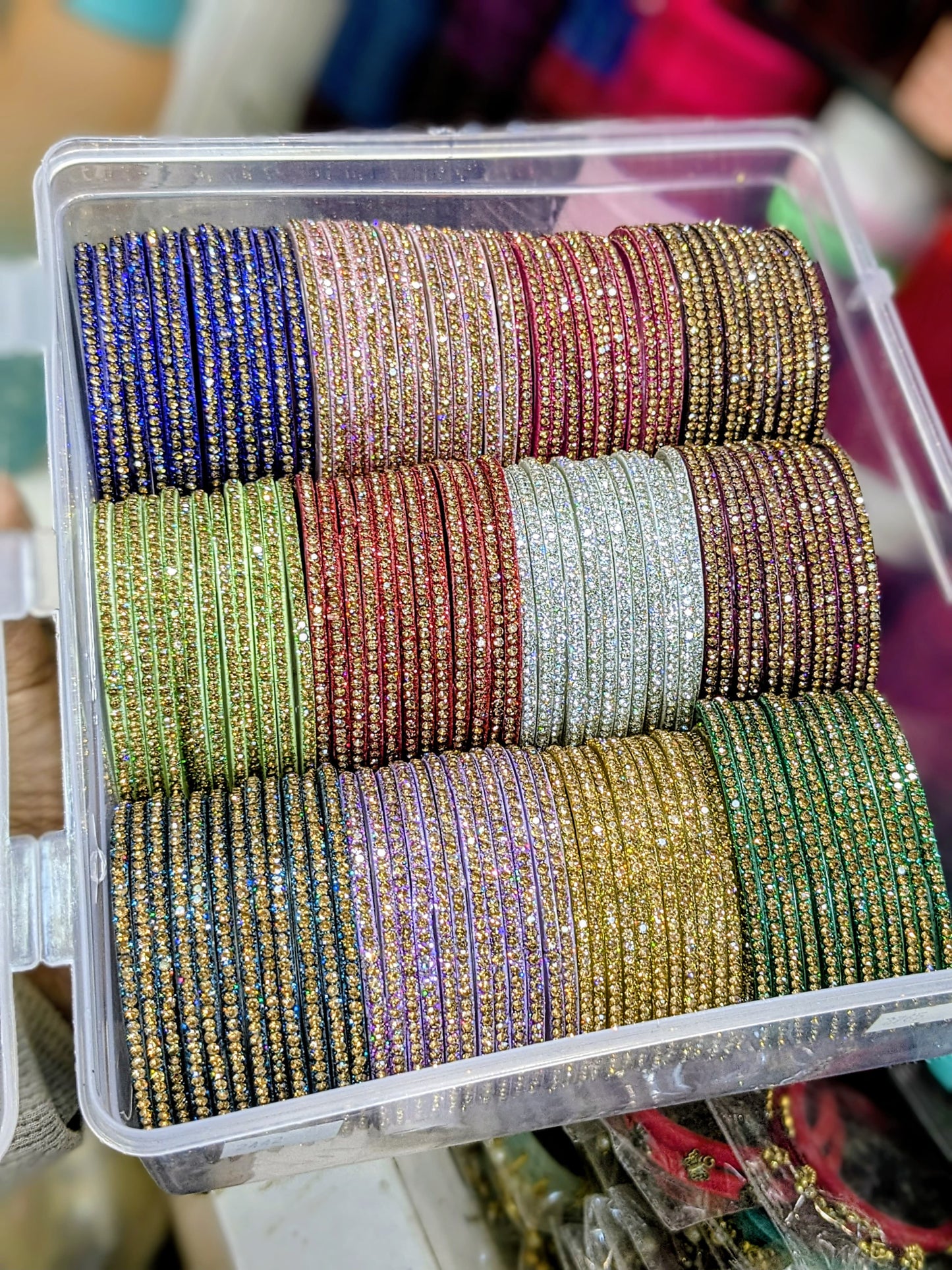 Glass simmer diamond bangles