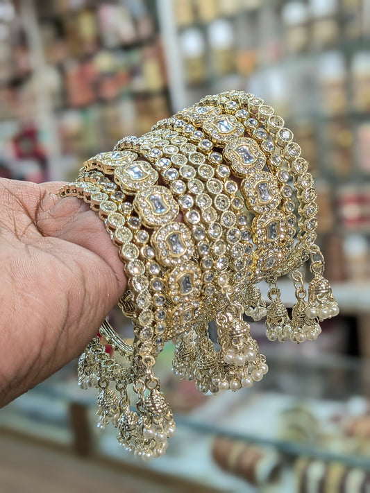 Royal Rajwadi Kundan Jhumkha Bangles Set