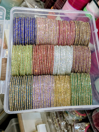 Glass simmer diamond bangles