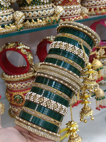 Antic pearl jhumka bangles set