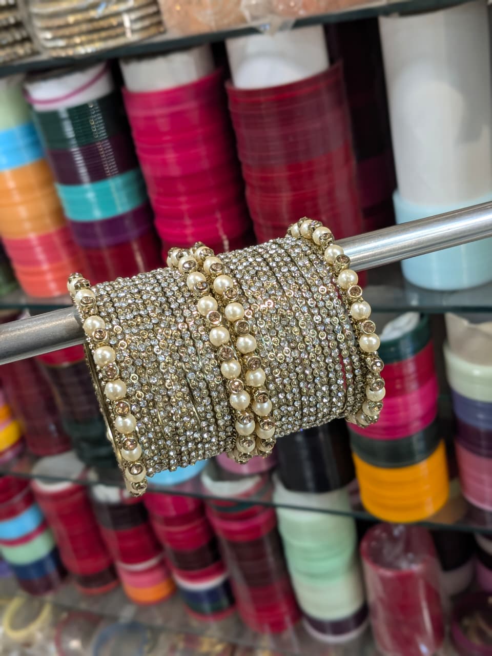 Copper polki bangles set