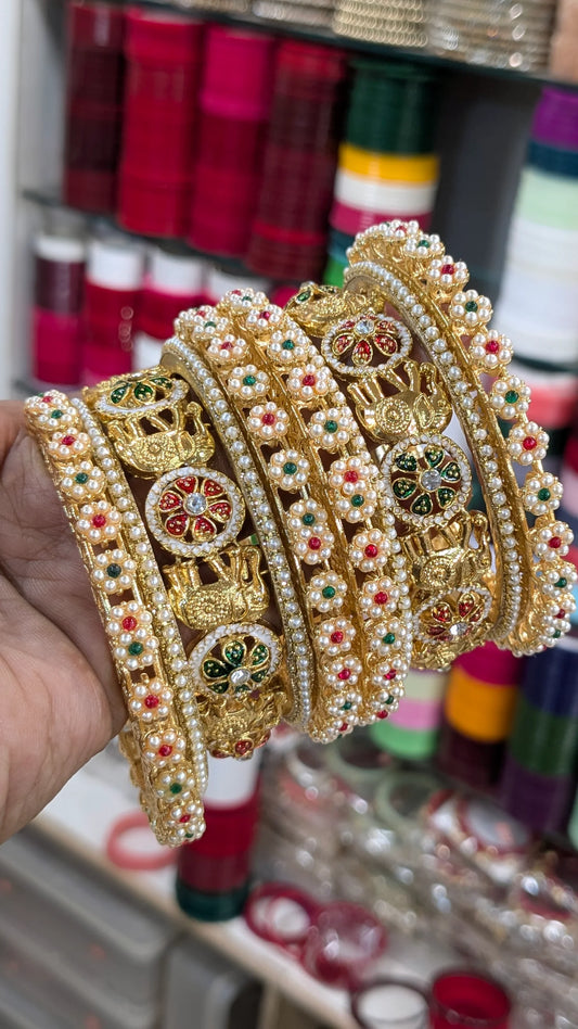🌟 Elephant Design Bangles Set – Traditional Elegance 🌟